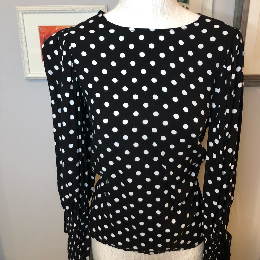 Black and white polka dot top